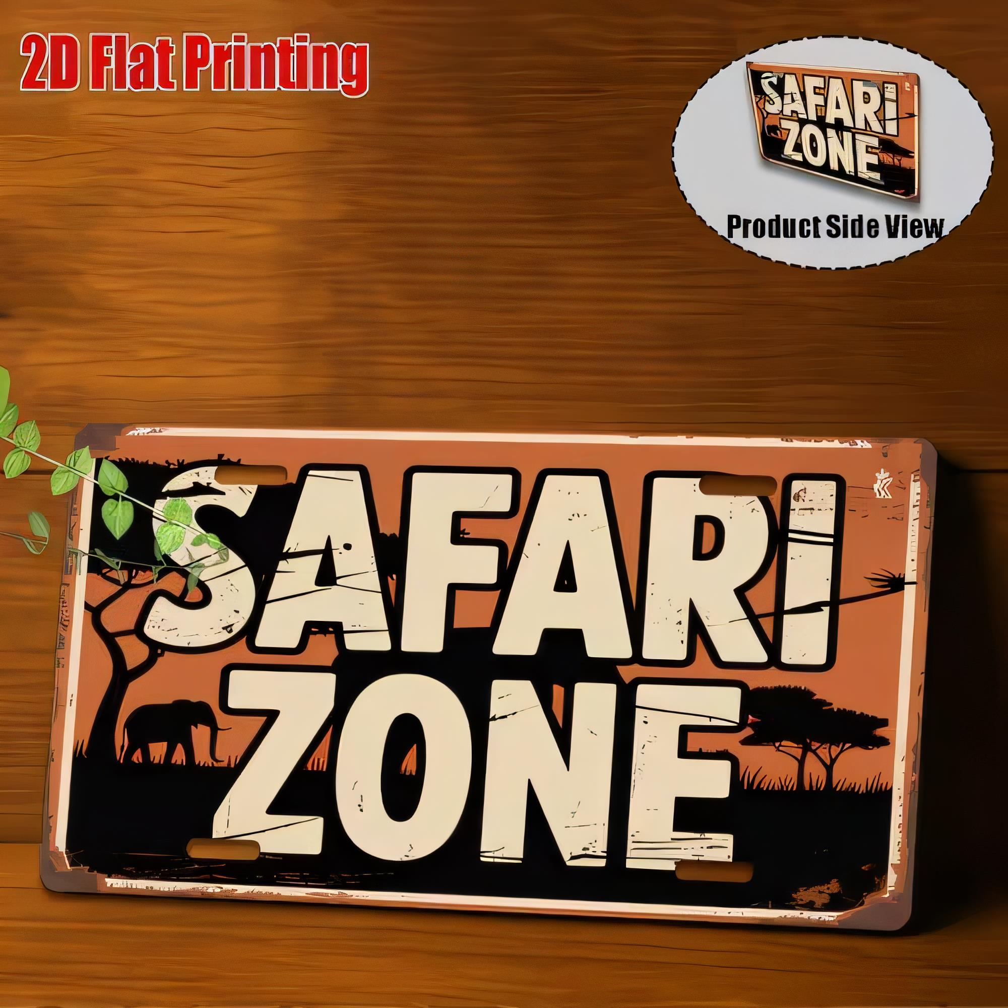 3D Printing Zone - لوحة معدنية بتصميم منطقة السفاري ثلاثية